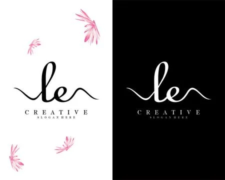 Handwriting script font le, el letter logo design template vector Stock Illustration