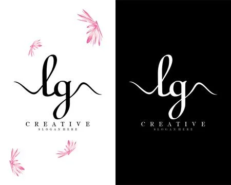Handwriting script font lg, gl letter logo design template vector Stockillustratie