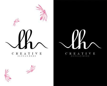 Handwriting script font lh, hl letter logo design template vector Illustrazione stock