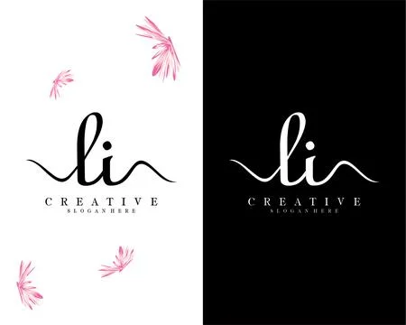 Handwriting script font li, il letter logo design template vector Stock Illustration