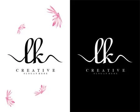 Handwriting script font lk, kl letter logo design template vector Illustrazione stock