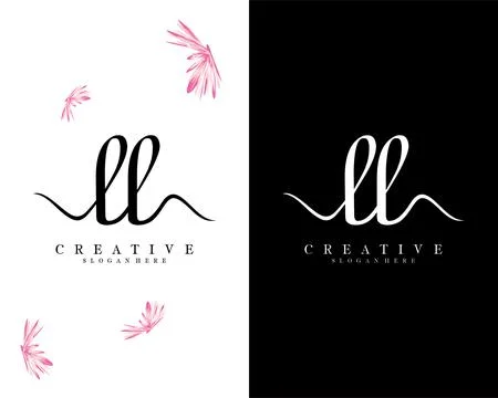 Handwriting script font ll, l letter logo design template vector Illustrazione stock