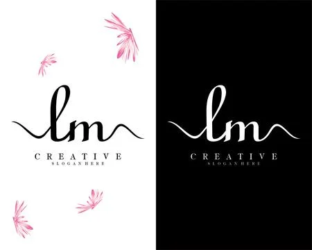Handwriting script font lm, ml letter logo design template vector Stockillustratie