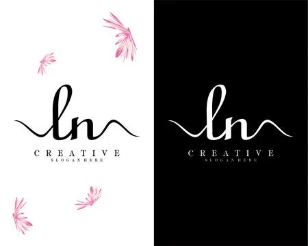 Handwriting script font ln, nl letter logo design template vector Illustrazione stock