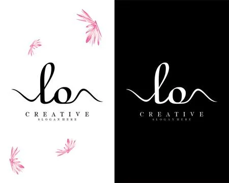 Handwriting script font lo, ol letter logo design template vector Stock Illustration