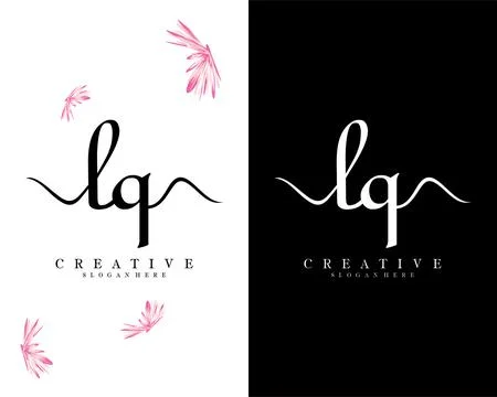 Handwriting script font lq, ql letter logo design template vector Illustrazione stock