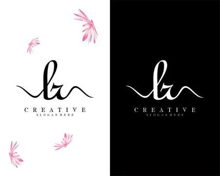 Handwriting script font lr, rl letter logo design template vector Illustrazione stock