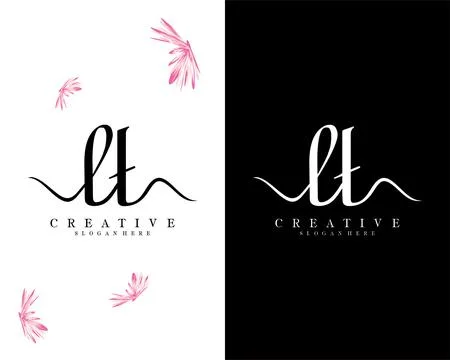 Handwriting script font lt, tl letter logo design template vector Illustrazione stock