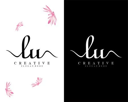 Handwriting script font lu, ul letter logo design template vector 스톡 일러스트