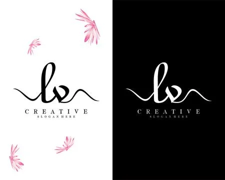Handwriting script font lv, vl letter logo design template vector Illustrazione stock