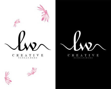 Handwriting script font lw, wl letter logo design template vector Illustrazione stock