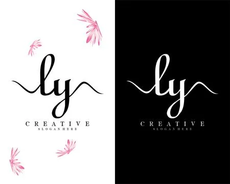 Handwriting script font ly, yl letter logo design template vector 스톡 일러스트