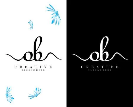 Handwriting script font ob, bo letter logo design template vector Illustrazione stock