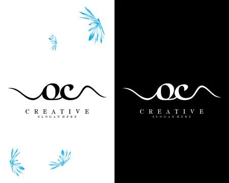 Handwriting script font oc, co letter logo design template vector Illustrazione stock