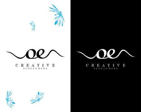 Handwriting script font oe, eo letter logo design template vector Stock Illustration