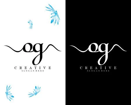 Handwriting script font og, go letter logo design template vector イラスト素材