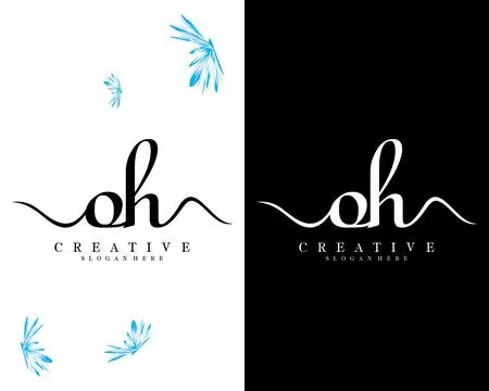 Handwriting script font oh, ho letter logo design template vector Stock Illustration