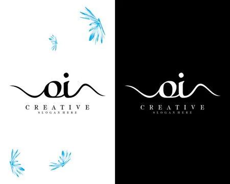 Handwriting script font oi, io letter logo design template vector Illustrazione stock