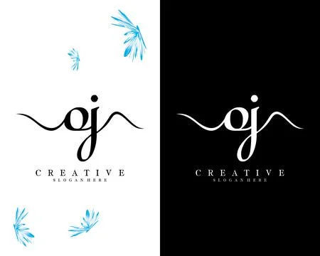 Handwriting script font oj, jo letter logo design template vector 스톡 일러스트