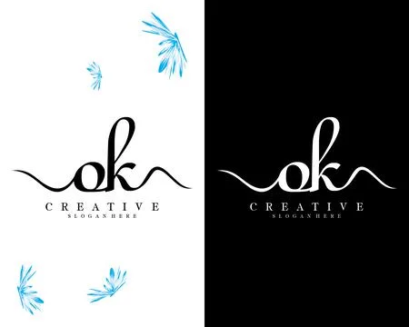 Handwriting script font ok, ko letter logo design template vector Illustrazione stock