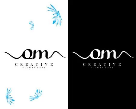 Handwriting script font om, mo letter logo design template vector イラスト素材