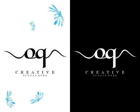 Handwriting script font oq, qo letter logo design template vector イラスト素材