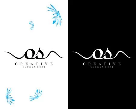 Handwriting script font os, so letter logo design template vector Illustrazione stock