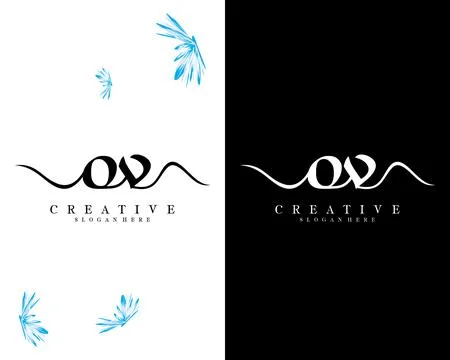 Handwriting script font ov, vo letter logo design template vector 스톡 일러스트