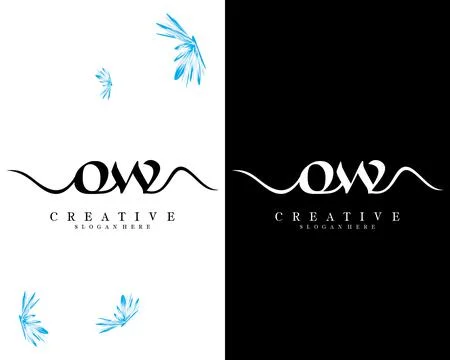 Handwriting script font ow, wo letter logo design template vector Illustrazione stock