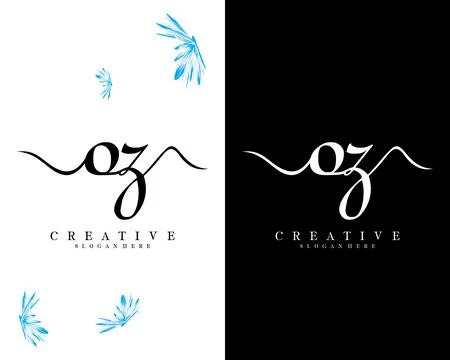 Handwriting script font oz, zo letter logo design template vector Illustrazione stock