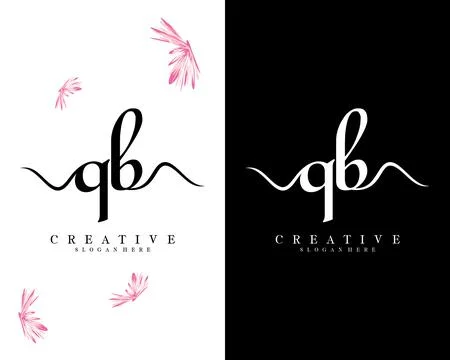 Handwriting script font qb, bq letter logo design template vector Stock Illustration