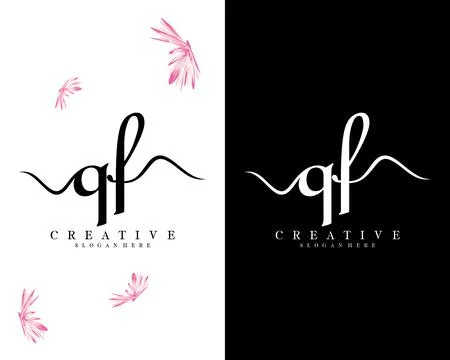 Handwriting script font qf, fq letter logo design template vector イラスト素材
