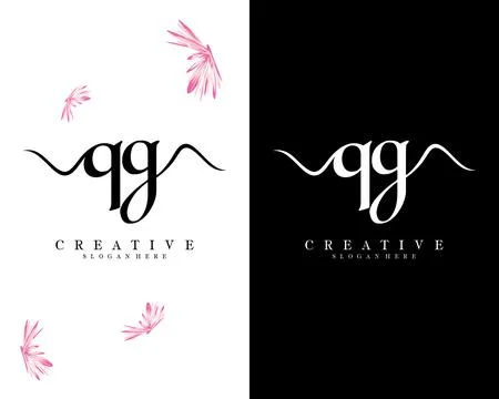 Handwriting script font qg, gq letter logo design template vector イラスト素材