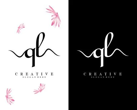 Handwriting script font ql, lq letter logo design template vector Ilustración de archivo