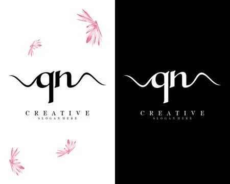 Handwriting script font qn, nq letter logo design template vector 스톡 일러스트
