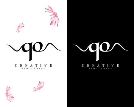 Handwriting script font qo, oq letter logo design template vector Illustrazione stock