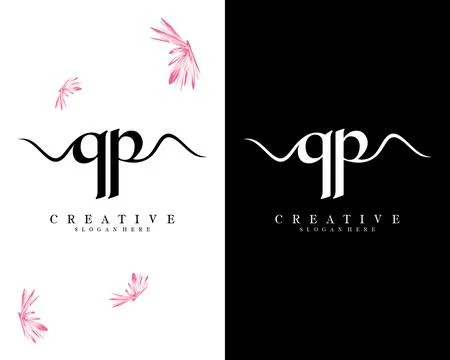Handwriting script font qp, pq letter logo design template vector Illustrazione stock