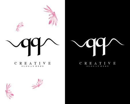 Handwriting script font qq, q letter logo design template vector Ilustración de archivo