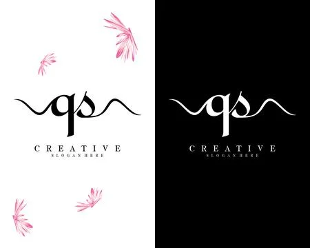 Handwriting script font qs, sq letter logo design template vector 스톡 일러스트