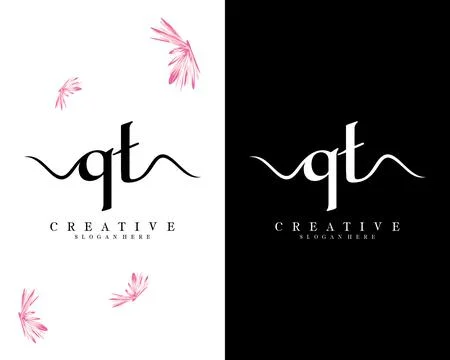 Handwriting script font qt, tq letter logo design template vector 스톡 일러스트