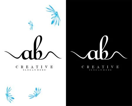 Handwriting script letter ab, ba logo design vector 스톡 일러스트