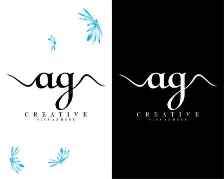 Handwriting script letter ag, ga logo design vector 스톡 일러스트