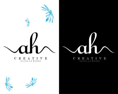 Handwriting script letter ah, ha logo design vector Stock Illustration