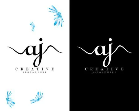 Handwriting script letter aj, ja logo design vector Stock Illustration