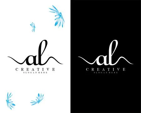 Handwriting script letter al, la logo design vector Illustrazione stock