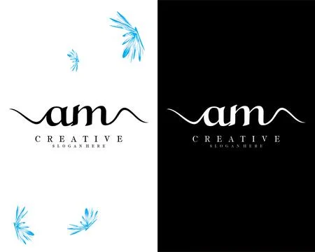 Handwriting script letter am, ma logo design vector Illustrazione stock