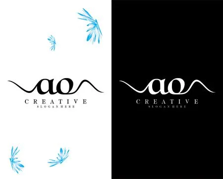 Handwriting script letter ao, oa logo design vector Stock Illustration