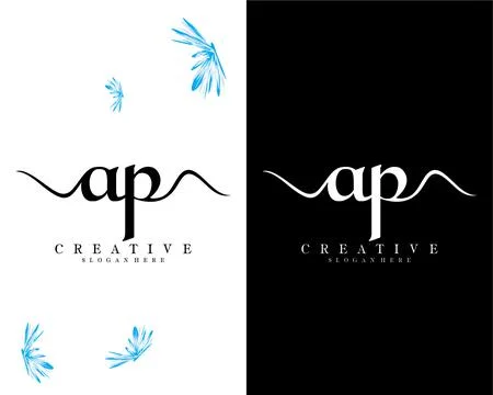 Handwriting script letter ap, pa logo design vector Stock Illustration