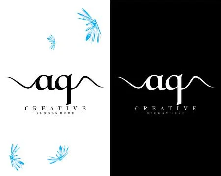 Handwriting script letter aq, qa logo design vector Stock Illustration