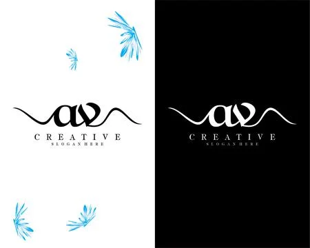 Handwriting script letter av, va logo design vector Stock Illustration